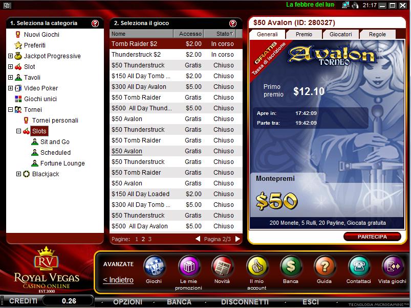 Torneo di slot Avalon
